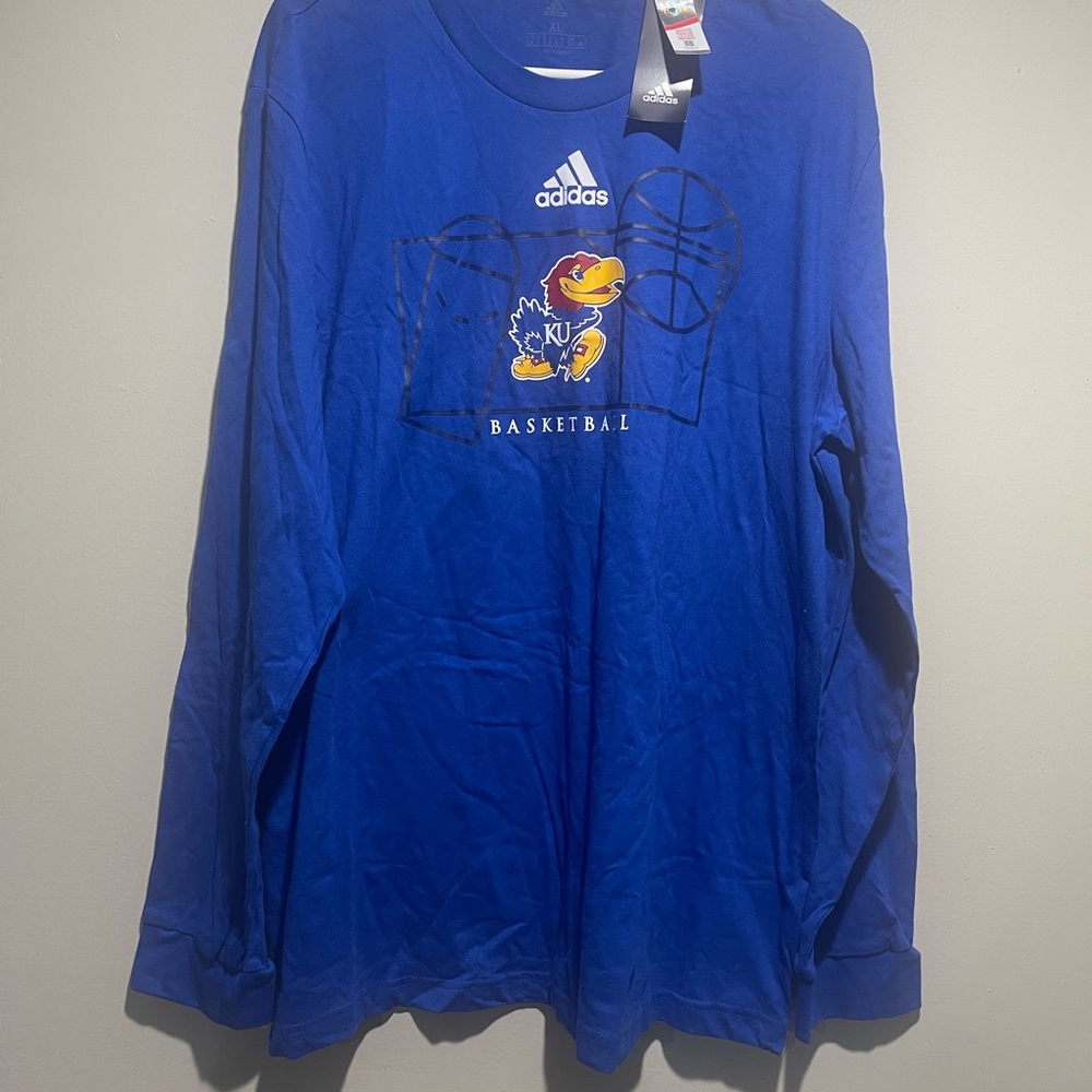 Adidas Blue Kansas Jayhawks Basketball Long Sleeve Shirt
